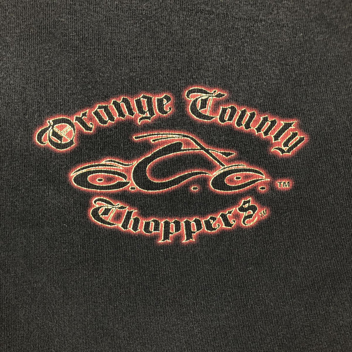 2000'S CYGNUS Fire Pattern Motorcycle Long-Sleeve T-Shirt (Men's XL equivalent) cotton black type Vintage Second Hand