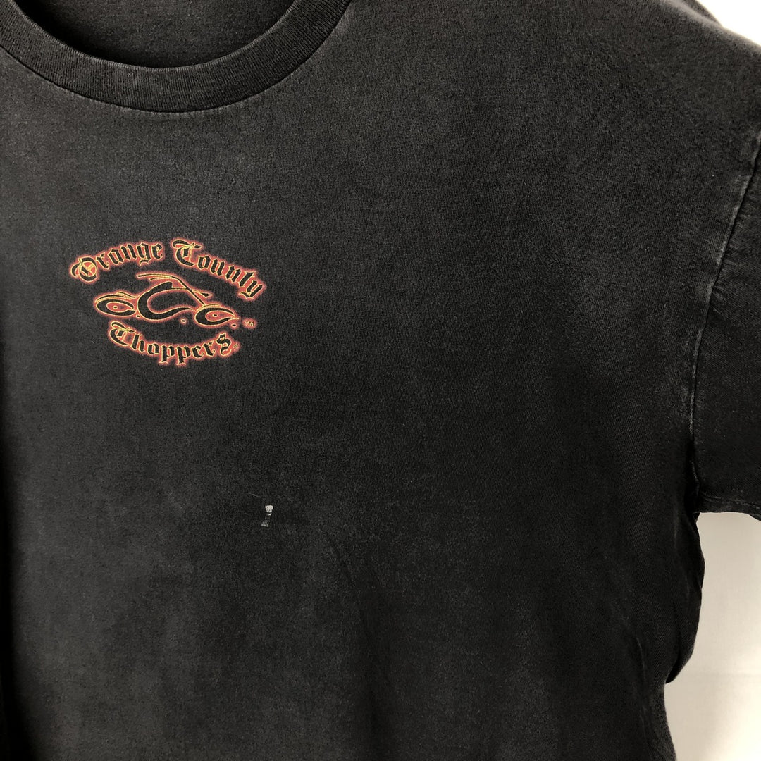 2000'S CYGNUS Fire Pattern Motorcycle Long-Sleeve T-Shirt (Men's XL equivalent) cotton black type Vintage Second Hand