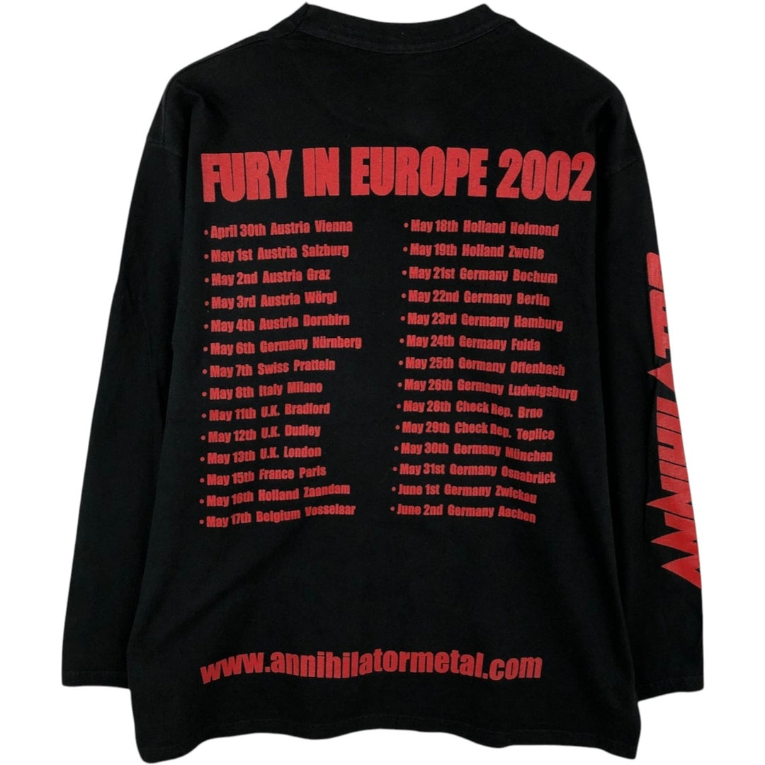 ANNIHILATOR Long-Sleeve Band T-Shirt (Men's XL equivalent) cotton black type Vintage Second Hand