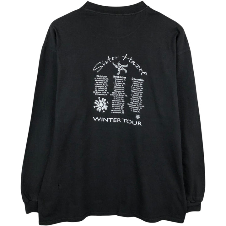 Hanes BEEFY-T SISTER HAZEL Long-Sleeve Band T-Shirt (USA Made, Men's XL equivalent) cotton black type Vintage Second Hand