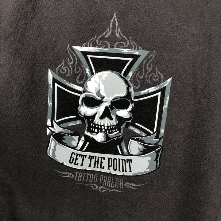 CYGNUS Skull Pattern Long-Sleeve T-Shirt (Men's Size L) cotton Charcoal Vintage Second Hand