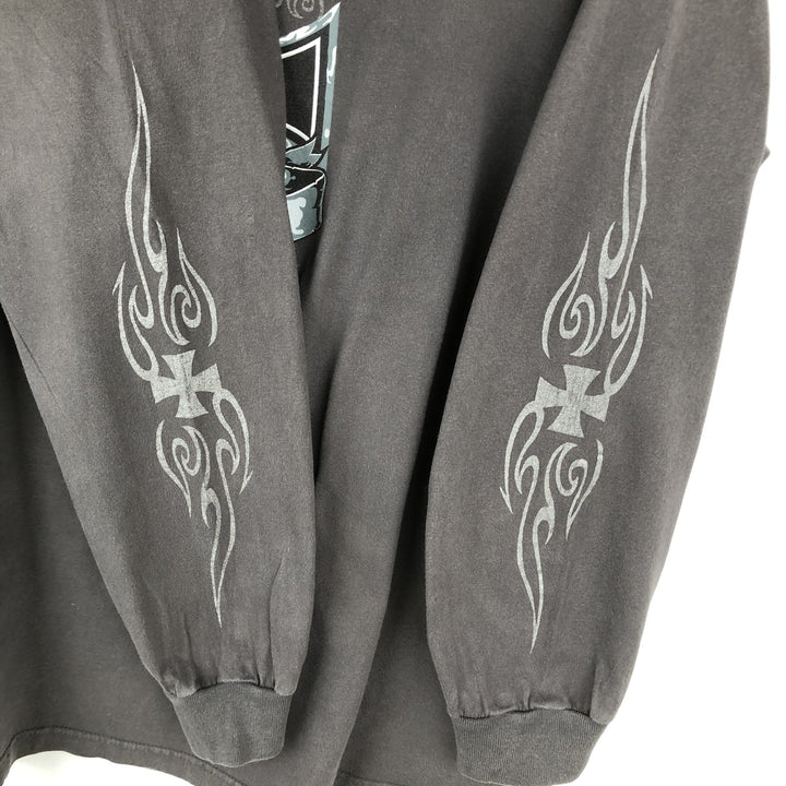 CYGNUS Skull Pattern Long-Sleeve T-Shirt (Men's Size L) cotton Charcoal Vintage Second Hand