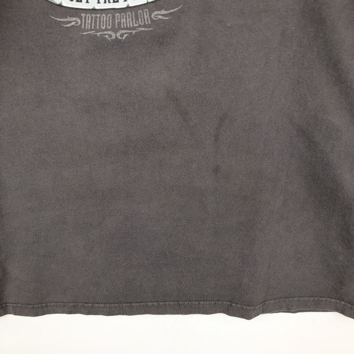 CYGNUS Skull Pattern Long-Sleeve T-Shirt (Men's Size L) cotton Charcoal Vintage Second Hand