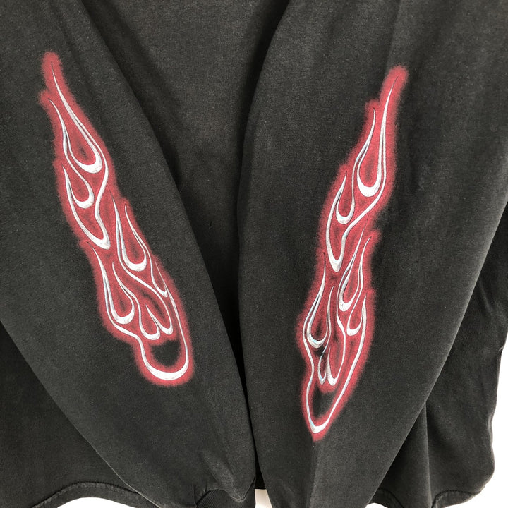 Jerzees Fire Pattern Long-Sleeve T-Shirt (Men's XL equivalent) cotton black type Vintage Second Hand