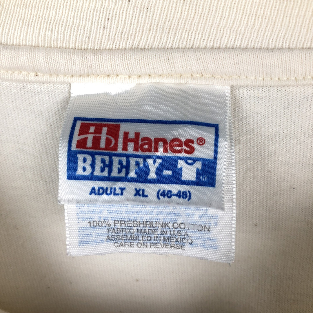 90'S Hanes BEEFY-T Leopard Pattern Long-Sleeve T-Shirt, Made in USA, Men's XL (approx.) Vintage cotton white type Vintage Second Hand