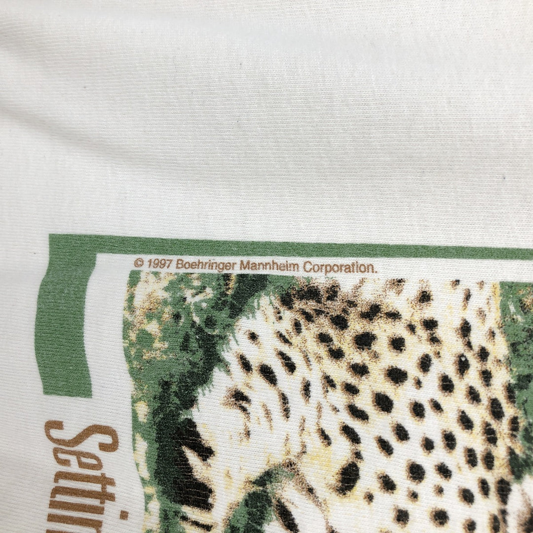 90'S Hanes BEEFY-T Leopard Pattern Long-Sleeve T-Shirt, Made in USA, Men's XL (approx.) Vintage cotton white type Vintage Second Hand