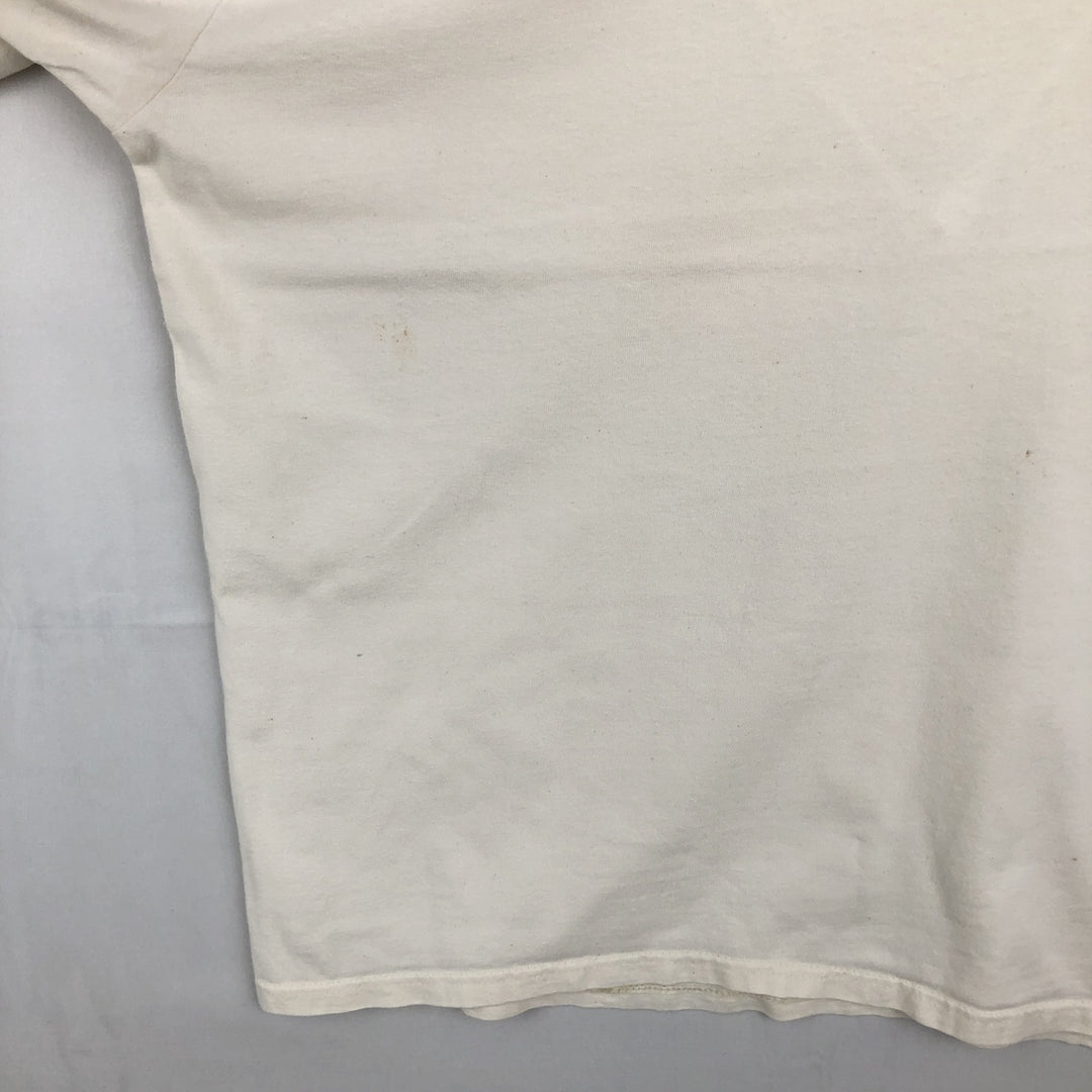 90'S Hanes BEEFY-T Leopard Pattern Long-Sleeve T-Shirt, Made in USA, Men's XL (approx.) Vintage cotton white type Vintage Second Hand