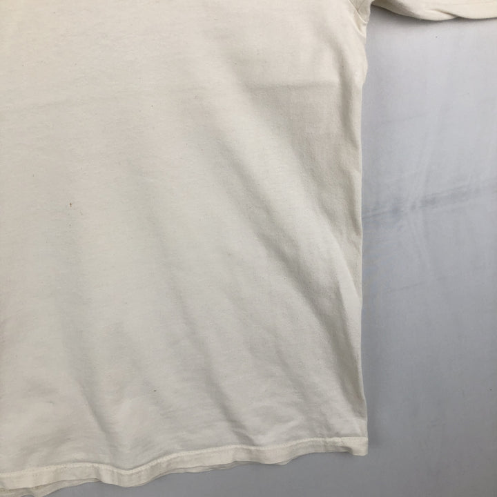 90'S Hanes BEEFY-T Leopard Pattern Long-Sleeve T-Shirt, Made in USA, Men's XL (approx.) Vintage cotton white type Vintage Second Hand