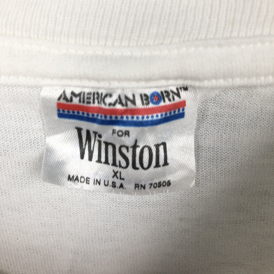 90'S Winston Long-Sleeve T-Shirt, Made in USA, Men's XL (approx.), Vintage cotton white type Vintage Second Hand
