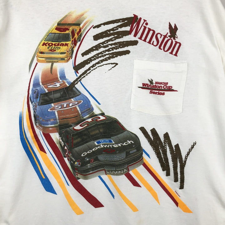 90'S Winston Long-Sleeve T-Shirt, Made in USA, Men's XL (approx.), Vintage cotton white type Vintage Second Hand