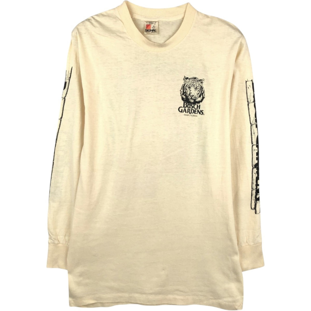 80'S SIGNAL Leopard Pattern Long-Sleeve T-Shirt, Made in USA, Men's Size M (Equivalent), Vintage cotton unbleached Vintage Second Hand