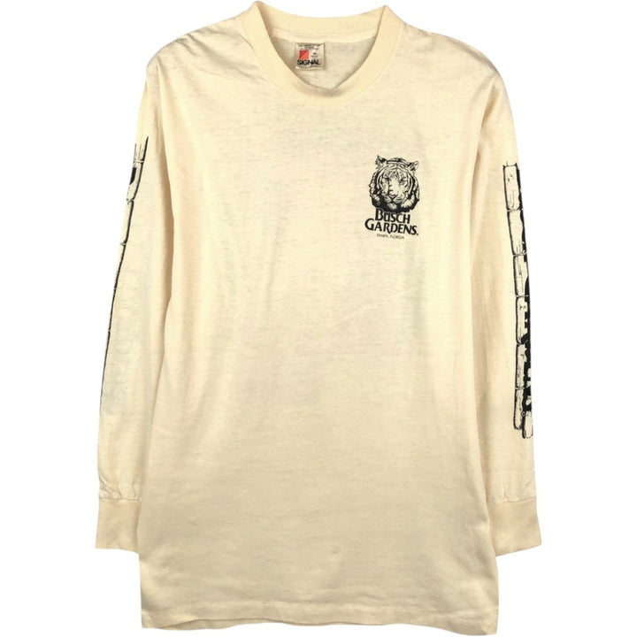 80'S SIGNAL Leopard Pattern Long-Sleeve T-Shirt, Made in USA, Men's Size M (Equivalent), Vintage cotton unbleached Vintage Second Hand