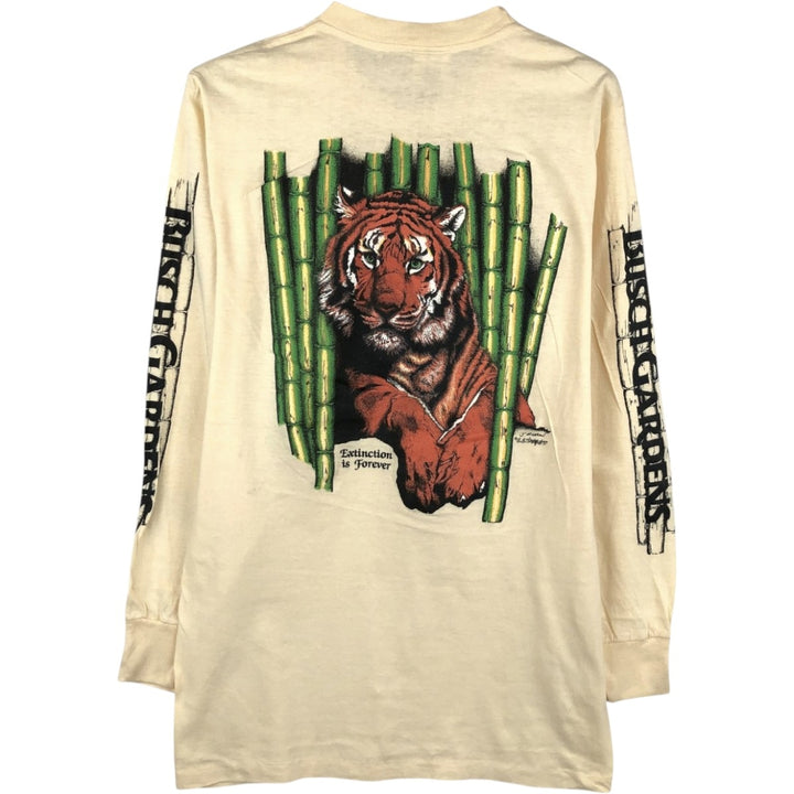 80'S SIGNAL Leopard Pattern Long-Sleeve T-Shirt, Made in USA, Men's Size M (Equivalent), Vintage cotton unbleached Vintage Second Hand
