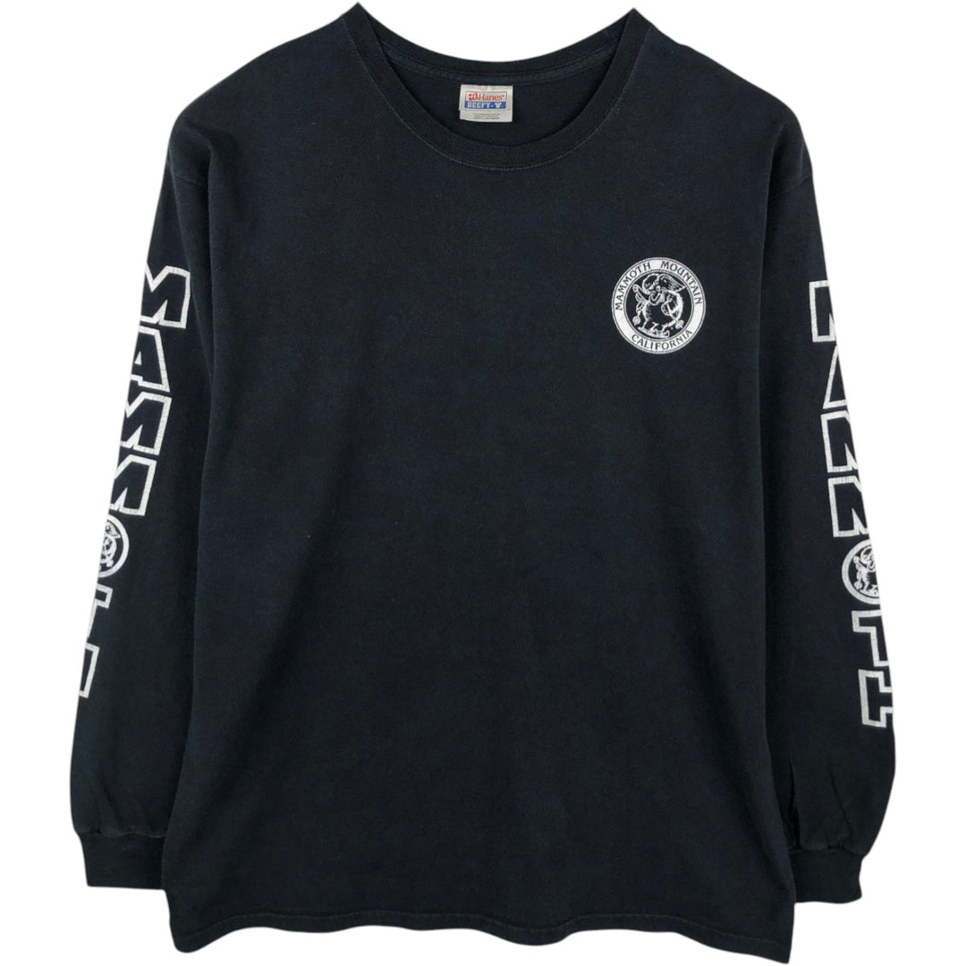 2000'S Hanes BEEFY-T Long Sleeve T-Shirt, Men's Size L cotton black type Vintage Second Hand