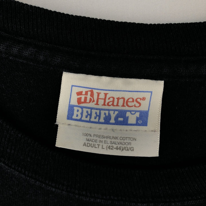 2000'S Hanes BEEFY-T Long Sleeve T-Shirt, Men's Size L cotton black type Vintage Second Hand