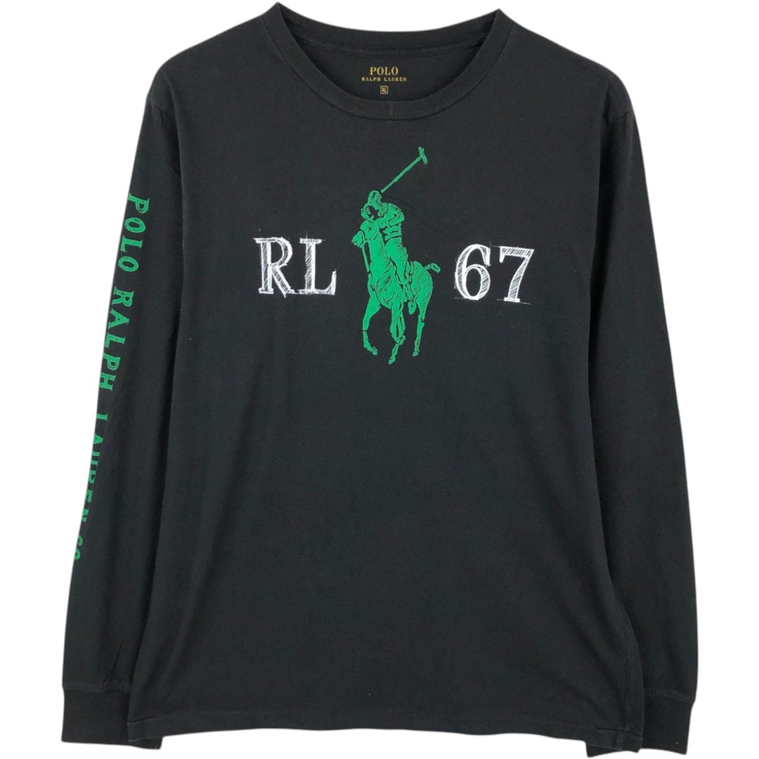 Ralph Lauren POLO RALPH LAUREN Large Logo Long-Sleeve T-Shirt (Men's XL equivalent) cotton black type Vintage Second Hand