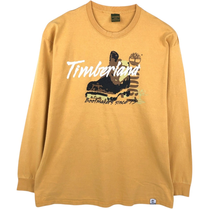 90'S Timberland Long-Sleeve T-Shirt, Made in USA, Men's Size M (Equivalent), Vintage cotton orange type Vintage Second Hand
