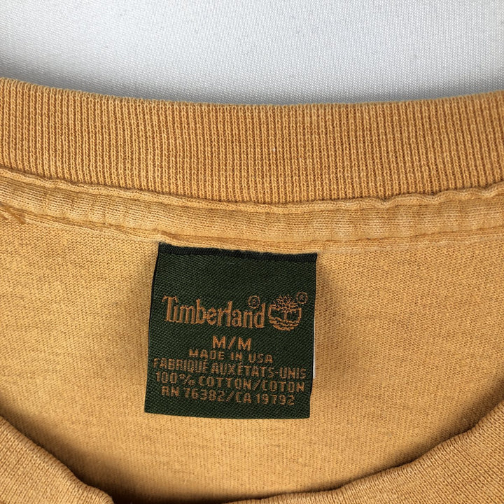 90'S Timberland Long-Sleeve T-Shirt, Made in USA, Men's Size M (Equivalent), Vintage cotton orange type Vintage Second Hand