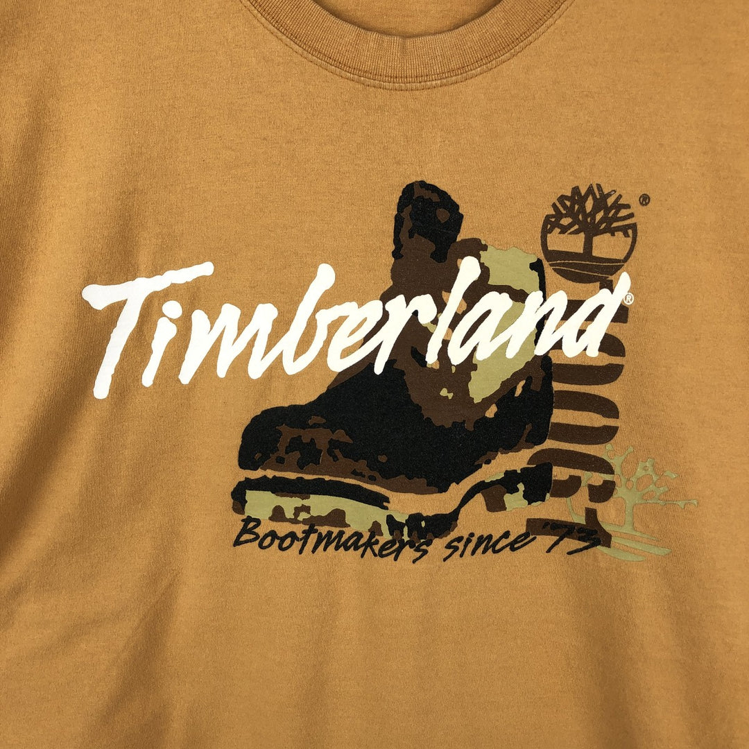 90'S Timberland Long-Sleeve T-Shirt, Made in USA, Men's Size M (Equivalent), Vintage cotton orange type Vintage Second Hand