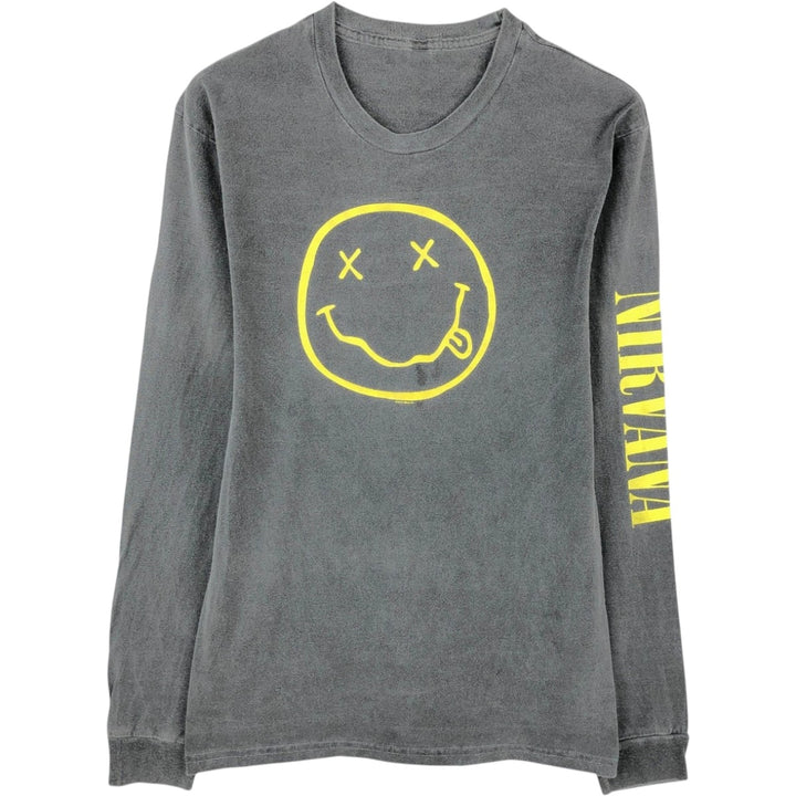 NIRVANA Long-Sleeve Band T-Shirt (Men's XL equivalent) unclear Charcoal Vintage Second Hand