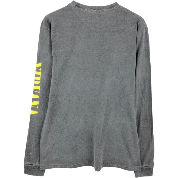 NIRVANA Long-Sleeve Band T-Shirt (Men's XL equivalent) unclear Charcoal Vintage Second Hand
