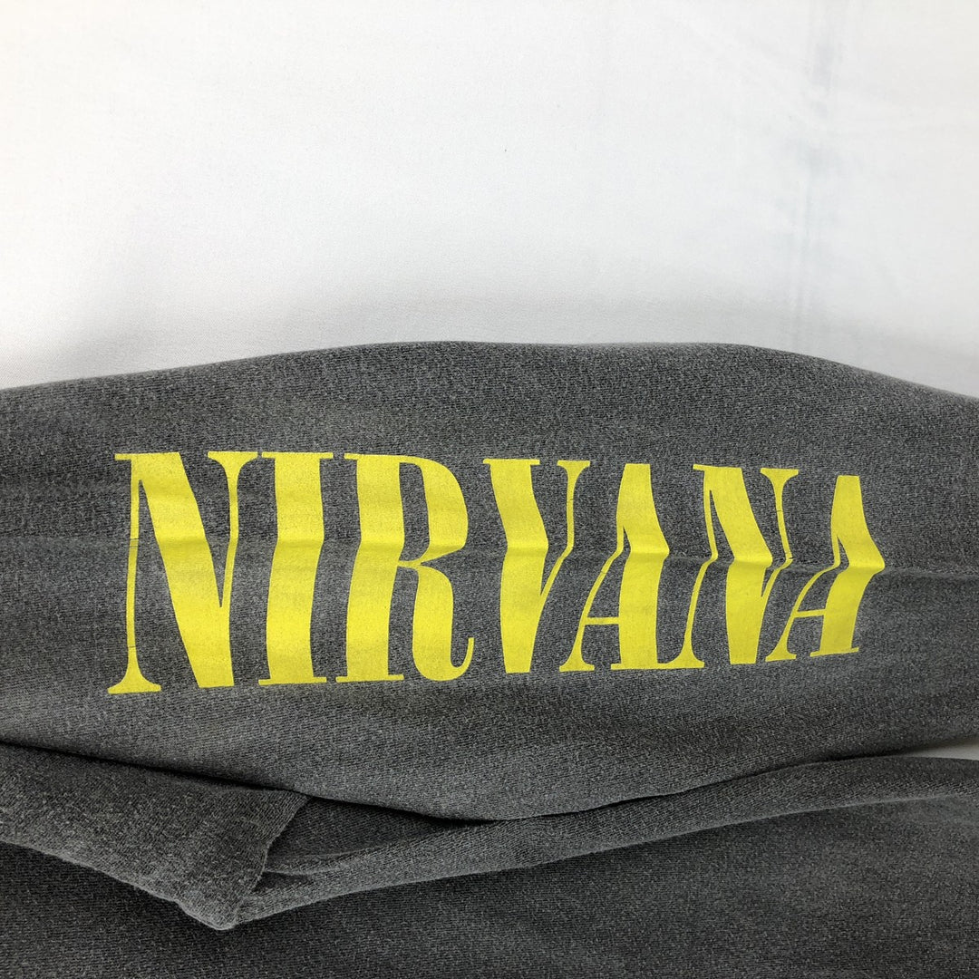 NIRVANA Long-Sleeve Band T-Shirt (Men's XL equivalent) unclear Charcoal Vintage Second Hand