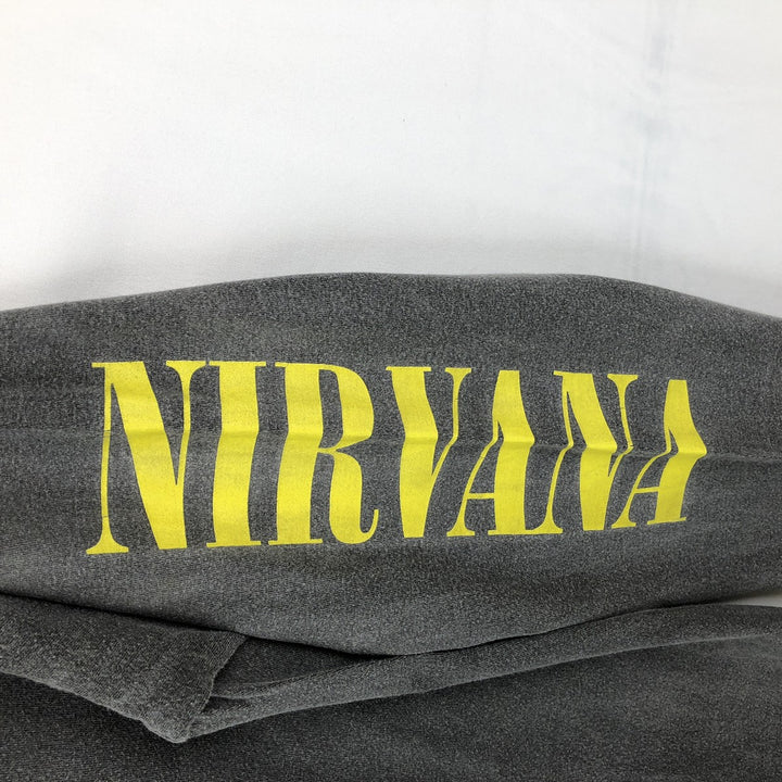 NIRVANA Long-Sleeve Band T-Shirt (Men's XL equivalent) unclear Charcoal Vintage Second Hand