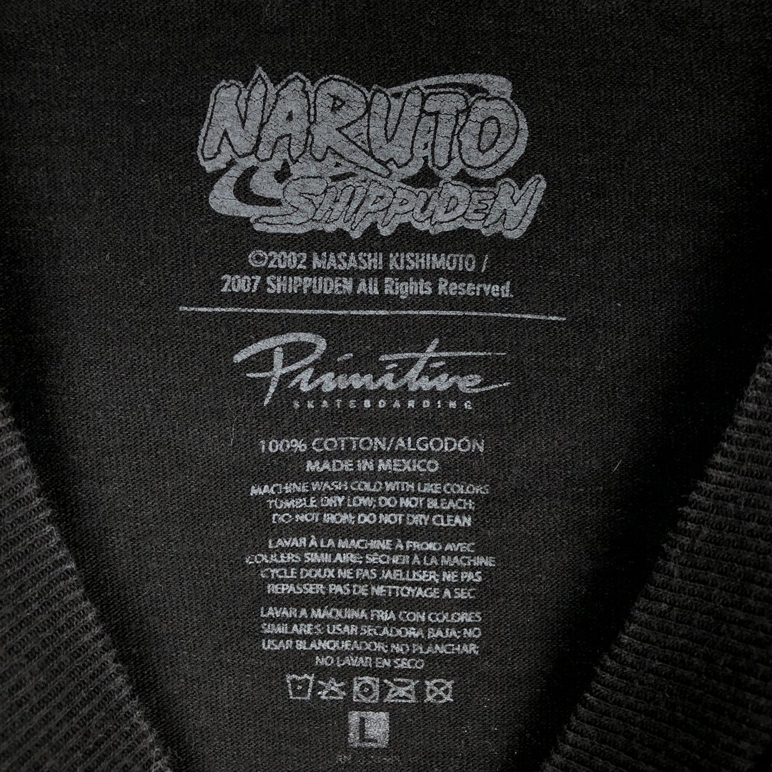 PRIMITIVE NARUTO SHIPPUDEN Uchiha Itachi Anime Character Print Long-Sleeve T-Shirt (Men's Size L) cotton black type Vintage Second Hand