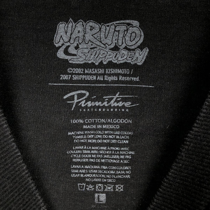 PRIMITIVE NARUTO SHIPPUDEN Uchiha Itachi Anime Character Print Long-Sleeve T-Shirt (Men's Size L) cotton black type Vintage Second Hand
