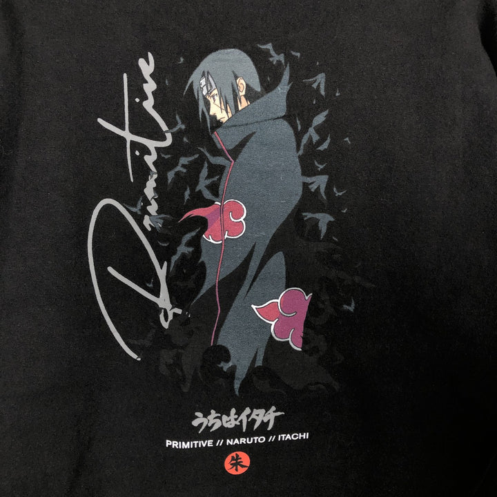 PRIMITIVE NARUTO SHIPPUDEN Uchiha Itachi Anime Character Print Long-Sleeve T-Shirt (Men's Size L) cotton black type Vintage Second Hand