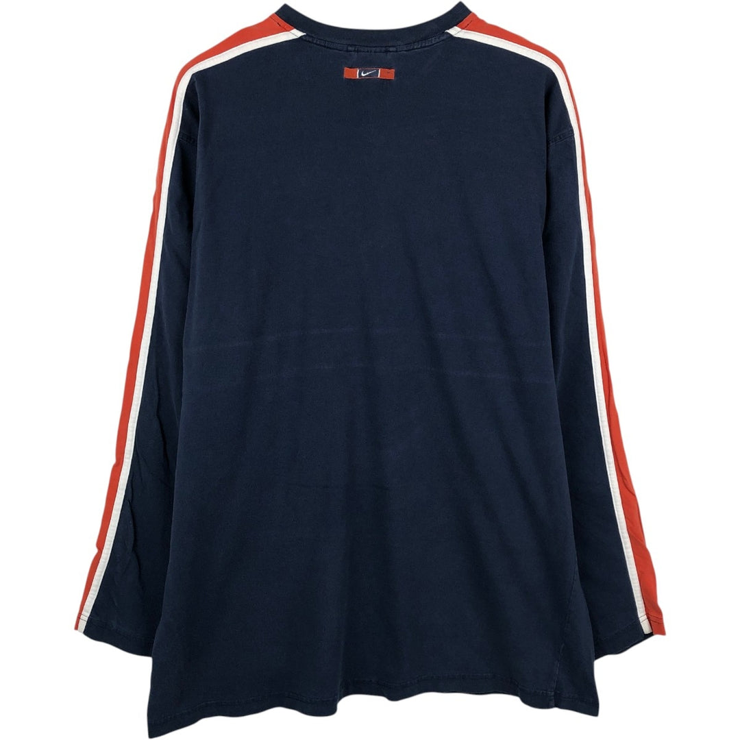 90s-era Nike V-neck long-sleeve t-shirt with center logo, men's size XL equivalent, vintage. cotton navy blue type Vintage Second Hand