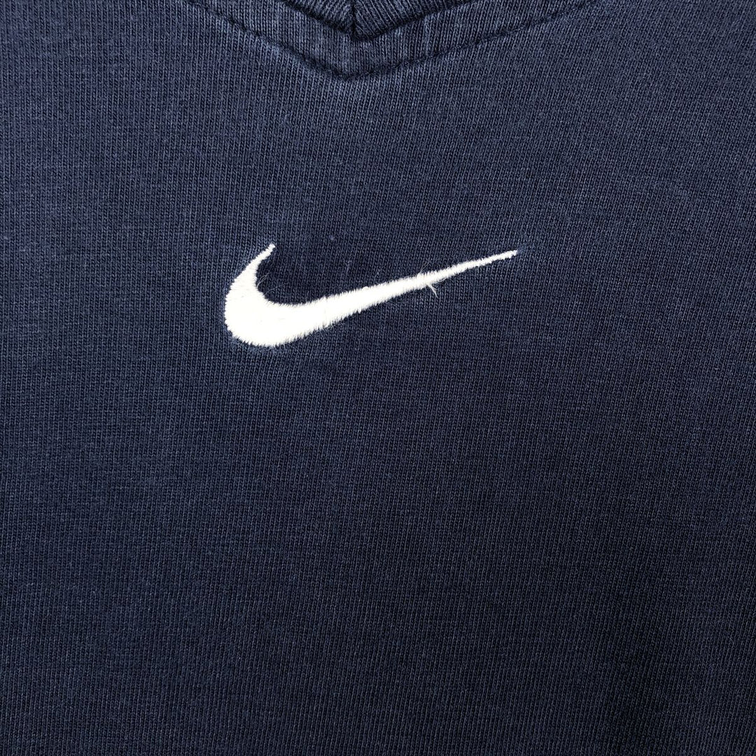 90s-era Nike V-neck long-sleeve t-shirt with center logo, men's size XL equivalent, vintage. cotton navy blue type Vintage Second Hand