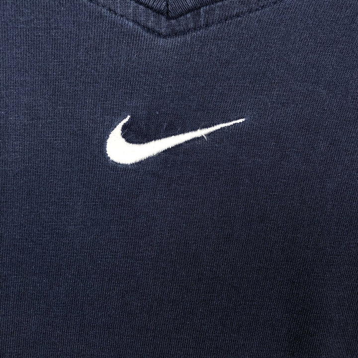 90s-era Nike V-neck long-sleeve t-shirt with center logo, men's size XL equivalent, vintage. cotton navy blue type Vintage Second Hand