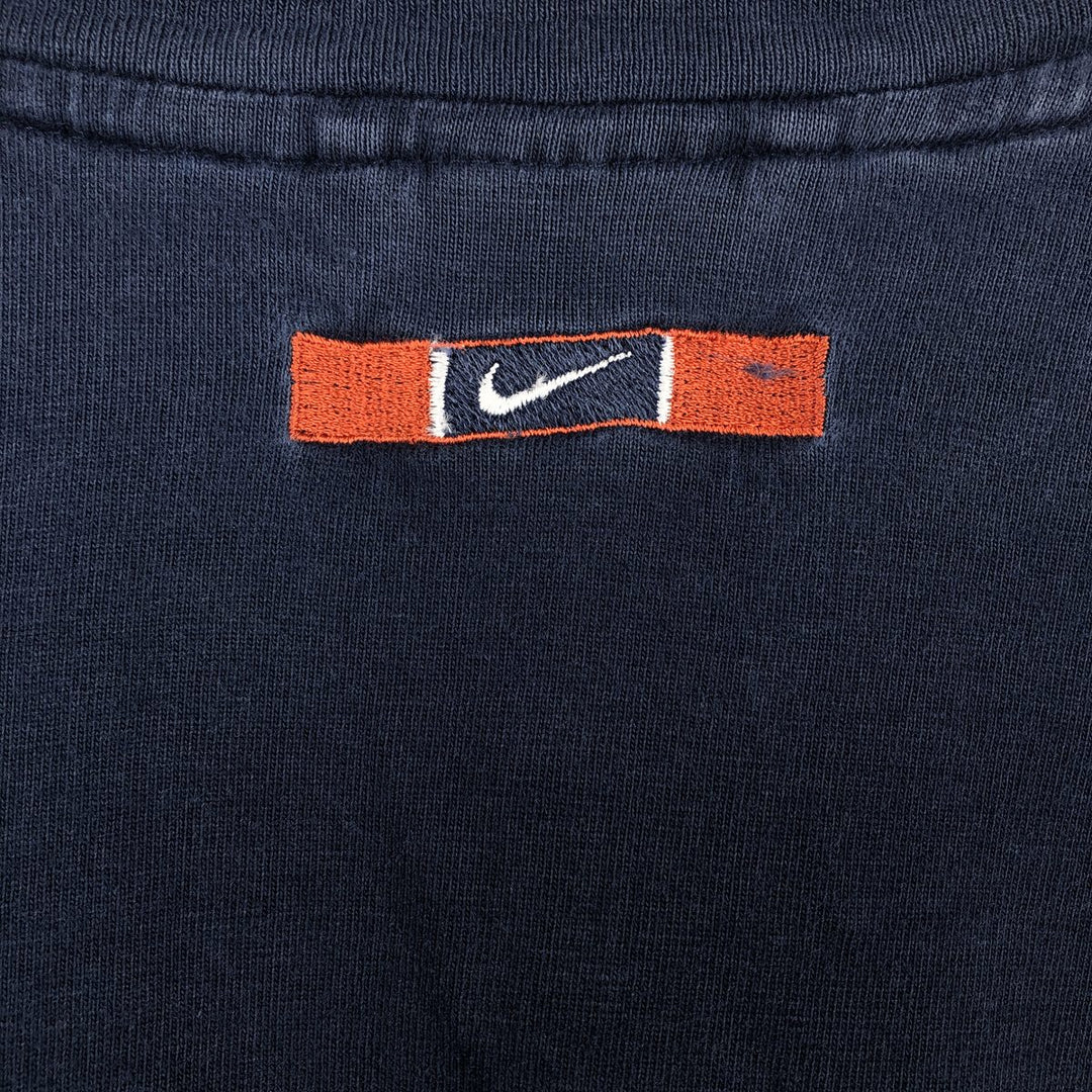 90s-era Nike V-neck long-sleeve t-shirt with center logo, men's size XL equivalent, vintage. cotton navy blue type Vintage Second Hand