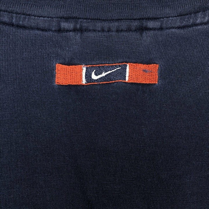 90s-era Nike V-neck long-sleeve t-shirt with center logo, men's size XL equivalent, vintage. cotton navy blue type Vintage Second Hand