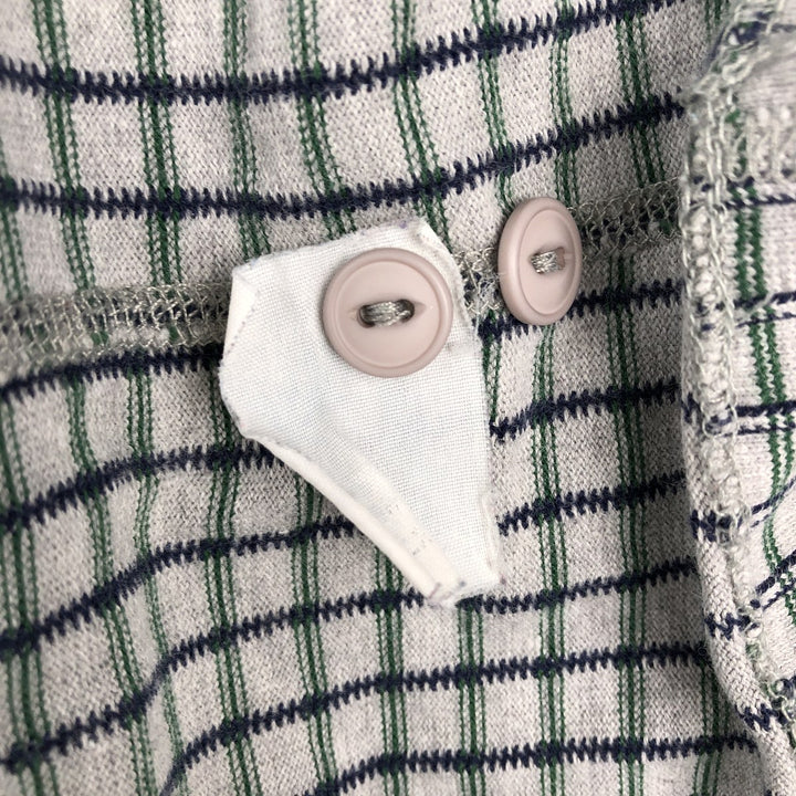 80s-90'S Eddie Bauer Check Pattern Henley Neck Long-Sleeve T-Shirt (Men's XL equivalent) Vintage unclear gray type Vintage Second Hand