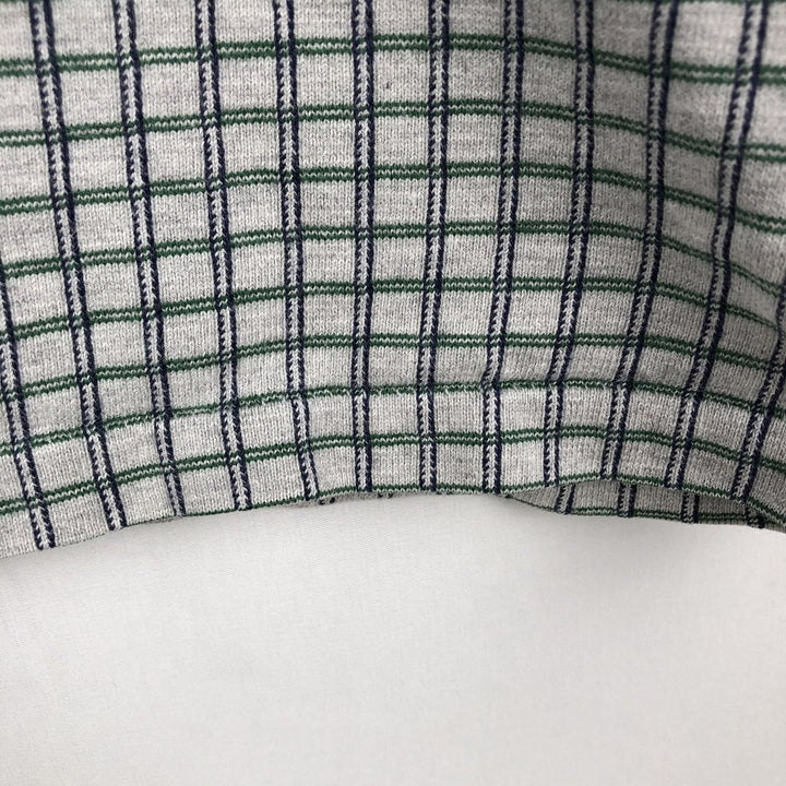 80s-90'S Eddie Bauer Check Pattern Henley Neck Long-Sleeve T-Shirt (Men's XL equivalent) Vintage unclear gray type Vintage Second Hand