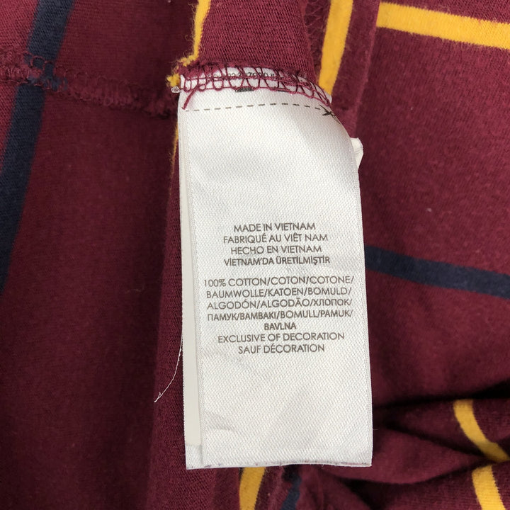 Ralph Lauren POLO RALPH LAUREN striped pattern hooded long-sleeved T-shirt, men's size XL cotton burgundy type Vintage Second Hand