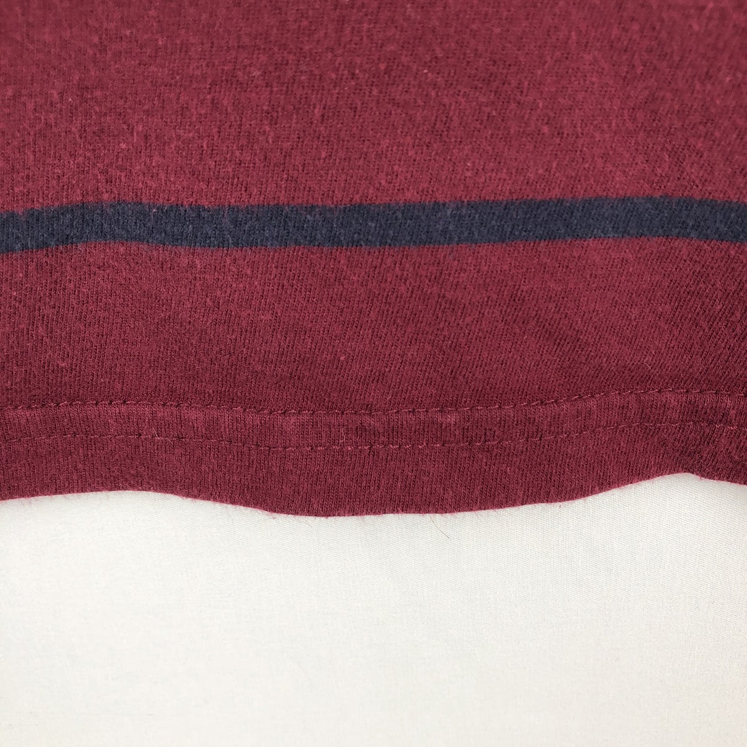Ralph Lauren POLO RALPH LAUREN striped pattern hooded long-sleeved T-shirt, men's size XL cotton burgundy type Vintage Second Hand