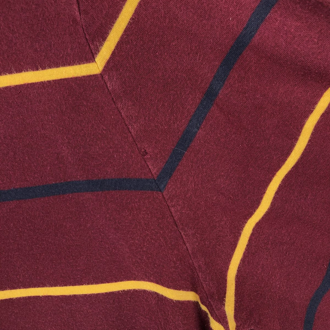 Ralph Lauren POLO RALPH LAUREN striped pattern hooded long-sleeved T-shirt, men's size XL cotton burgundy type Vintage Second Hand
