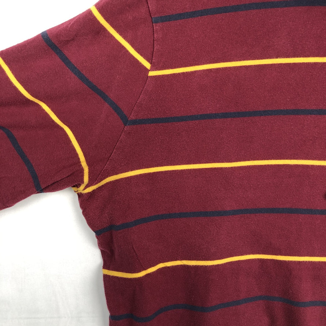 Ralph Lauren POLO RALPH LAUREN striped pattern hooded long-sleeved T-shirt, men's size XL cotton burgundy type Vintage Second Hand