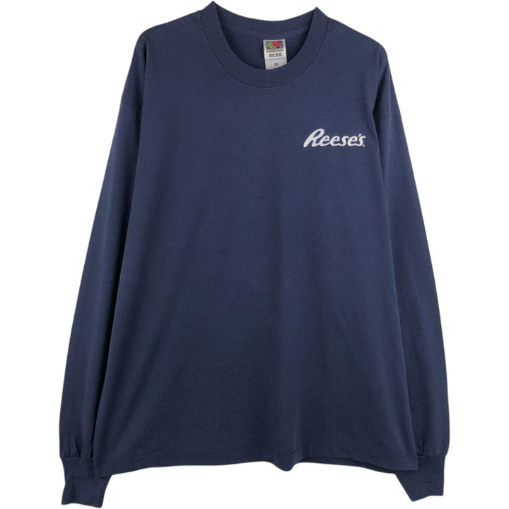 90'S Fruit of the Loom Best Long Sleeve T-Shirt, Made in USA, Men's XL, Vintage cotton navy blue type Vintage Second Hand