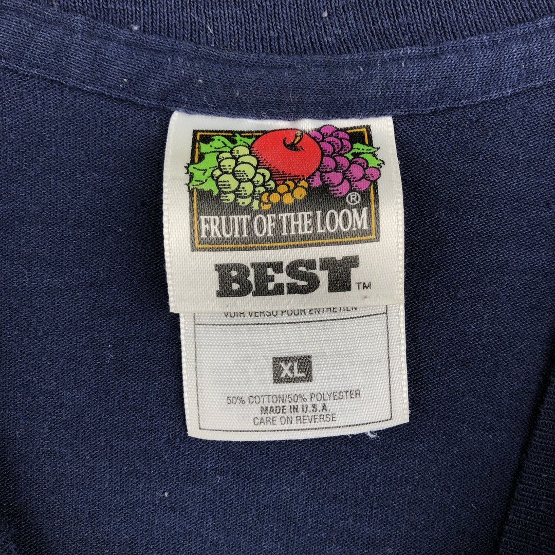 90'S Fruit of the Loom Best Long Sleeve T-Shirt, Made in USA, Men's XL, Vintage cotton navy blue type Vintage Second Hand