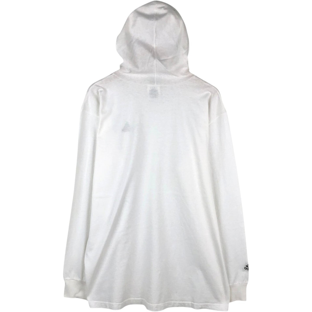 90s-00'S Adidas hooded long-sleeved t-shirt, made in USA, men's size XL equivalent, vintage. cotton white type Vintage Second Hand