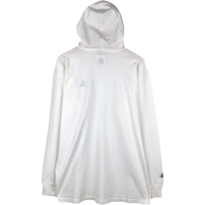 90s-00'S Adidas hooded long-sleeved t-shirt, made in USA, men's size XL equivalent, vintage. cotton white type Vintage Second Hand