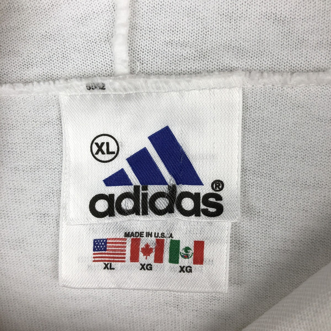 90s-00'S Adidas hooded long-sleeved t-shirt, made in USA, men's size XL equivalent, vintage. cotton white type Vintage Second Hand