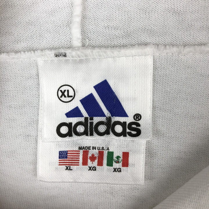 90s-00'S Adidas hooded long-sleeved t-shirt, made in USA, men's size XL equivalent, vintage. cotton white type Vintage Second Hand