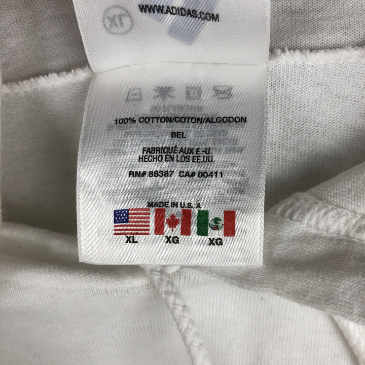 90s-00'S Adidas hooded long-sleeved t-shirt, made in USA, men's size XL equivalent, vintage. cotton white type Vintage Second Hand