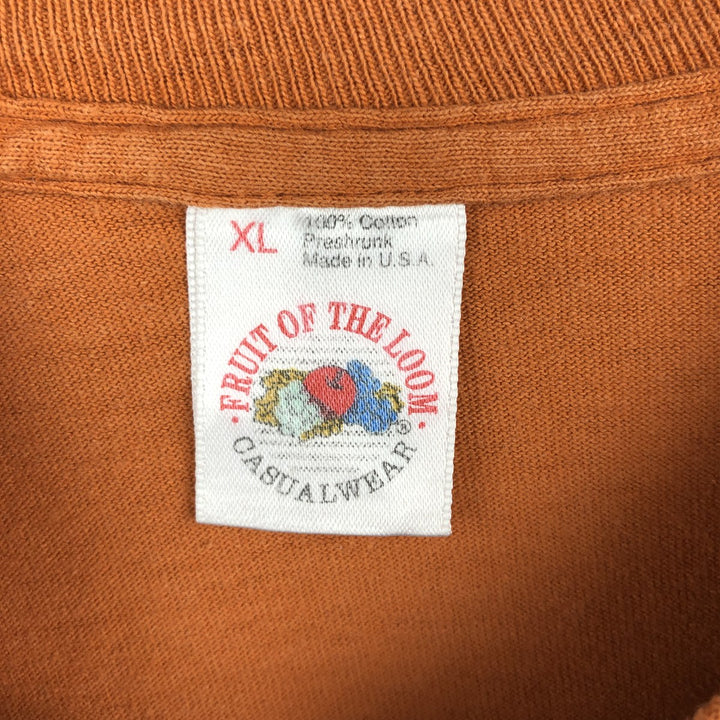 1980'S Fruit of the Loom Long-Sleeve T-Shirt, Made in USA, Men's Size XL (Equivalent), Vintage cotton orange type Vintage Second Hand
