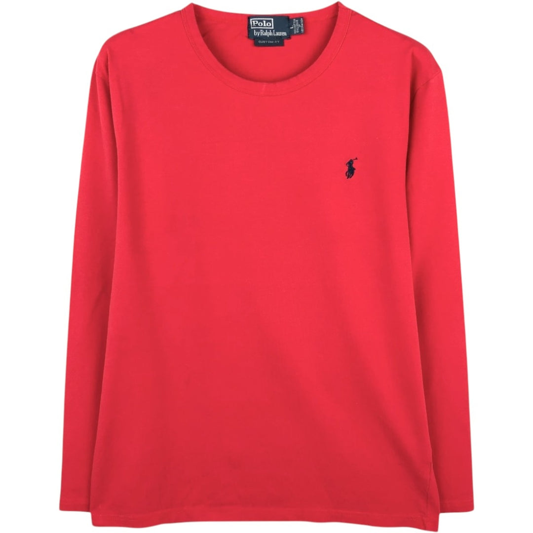 Ralph Lauren POLO by Ralph Lauren CUSTOM FIT Long-Sleeve T-Shirt (Men's Size L) cotton red type Vintage Second Hand